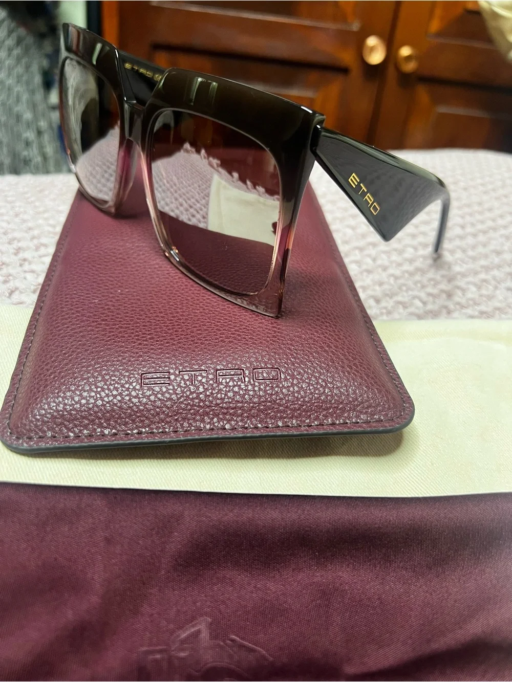 ETRO 0002/S Oversized Brown Fuchsia Frame w/ Gradient Pink Lens Sunglasses